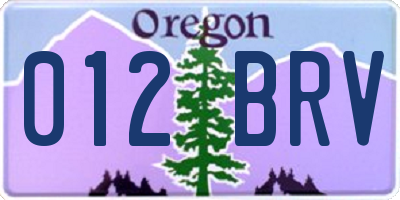 OR license plate 012BRV
