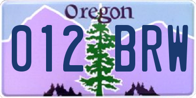 OR license plate 012BRW