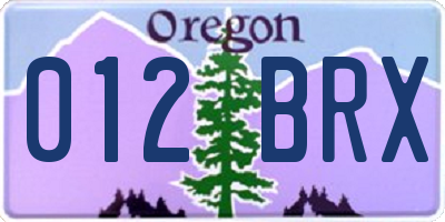 OR license plate 012BRX