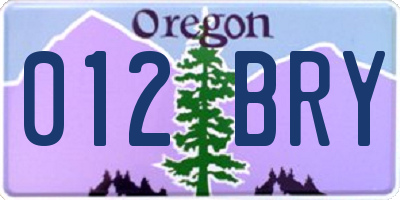 OR license plate 012BRY