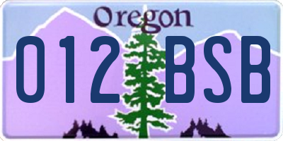 OR license plate 012BSB