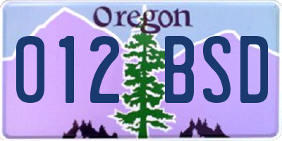 OR license plate 012BSD