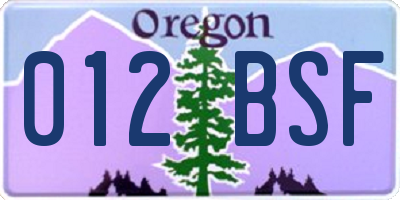 OR license plate 012BSF