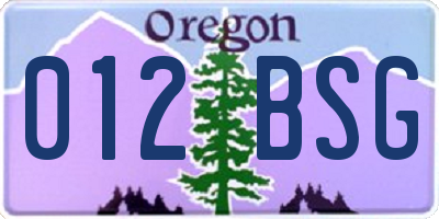 OR license plate 012BSG