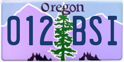 OR license plate 012BSI