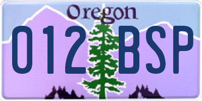 OR license plate 012BSP