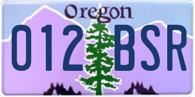 OR license plate 012BSR
