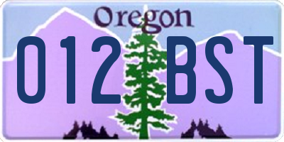 OR license plate 012BST