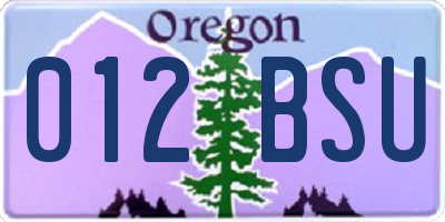 OR license plate 012BSU