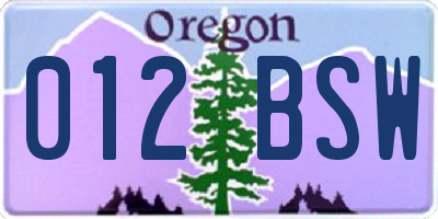 OR license plate 012BSW