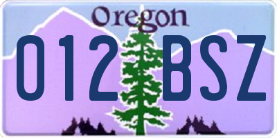 OR license plate 012BSZ