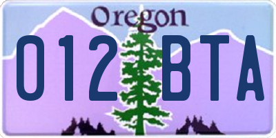 OR license plate 012BTA