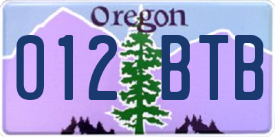 OR license plate 012BTB