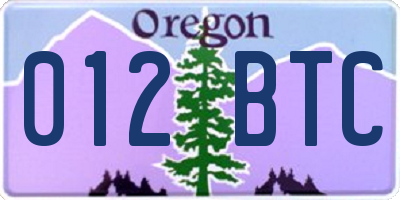 OR license plate 012BTC