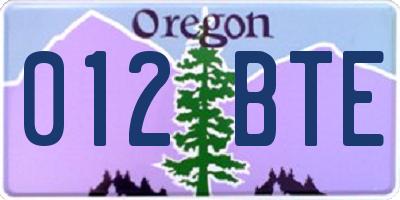 OR license plate 012BTE