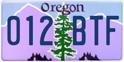OR license plate 012BTF