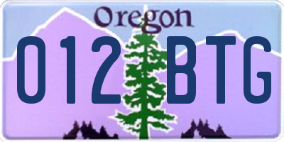 OR license plate 012BTG