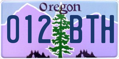 OR license plate 012BTH