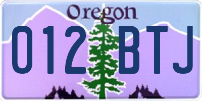 OR license plate 012BTJ