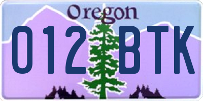 OR license plate 012BTK
