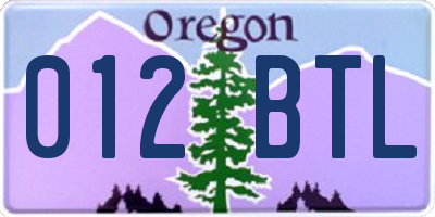 OR license plate 012BTL