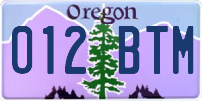 OR license plate 012BTM