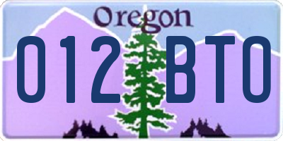 OR license plate 012BTO