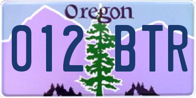 OR license plate 012BTR