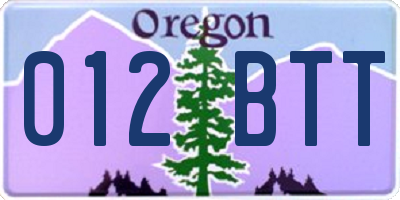 OR license plate 012BTT