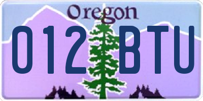 OR license plate 012BTU