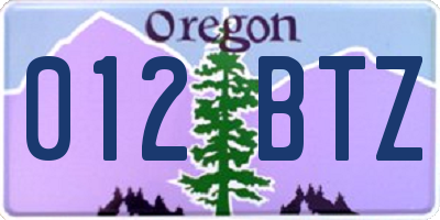 OR license plate 012BTZ