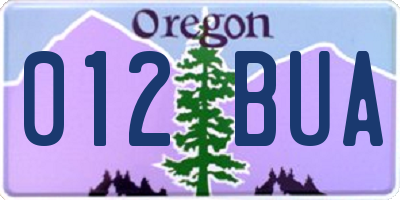 OR license plate 012BUA