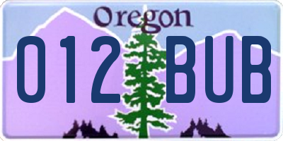 OR license plate 012BUB