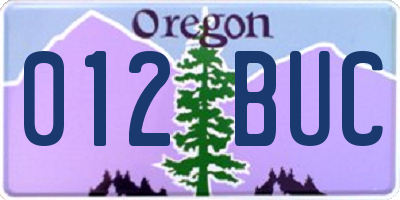OR license plate 012BUC