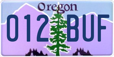 OR license plate 012BUF