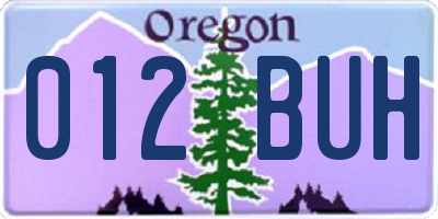 OR license plate 012BUH