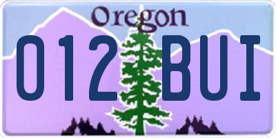 OR license plate 012BUI