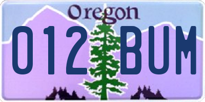 OR license plate 012BUM