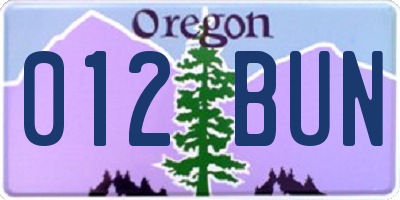 OR license plate 012BUN
