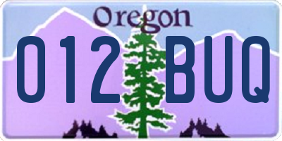 OR license plate 012BUQ