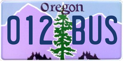 OR license plate 012BUS