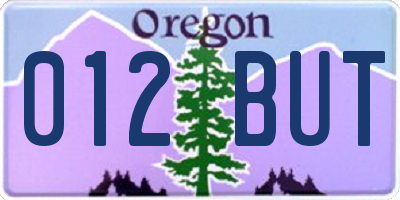 OR license plate 012BUT