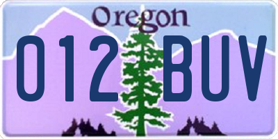 OR license plate 012BUV
