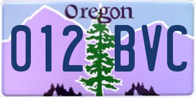 OR license plate 012BVC
