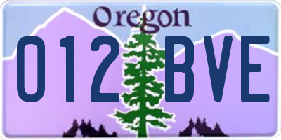 OR license plate 012BVE