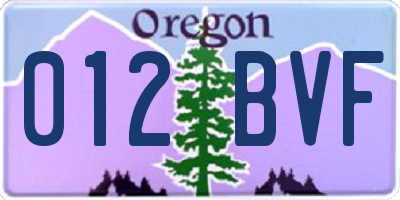 OR license plate 012BVF