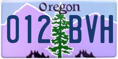 OR license plate 012BVH