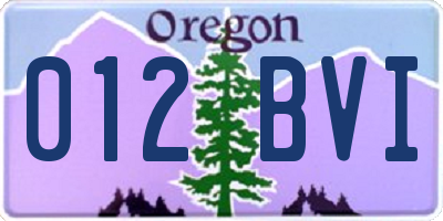 OR license plate 012BVI