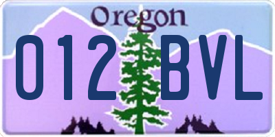OR license plate 012BVL