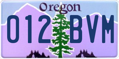 OR license plate 012BVM